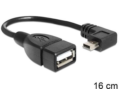 Attēls no Delock Cable Mini USB male angled  USB 2.0-A female OTG 16 cm