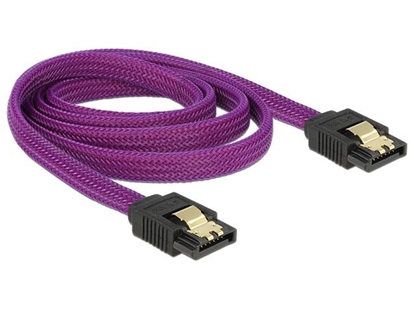 Attēls no Delock SATA cable 6 Gbs 100 cm straight  straight metal purple Premium