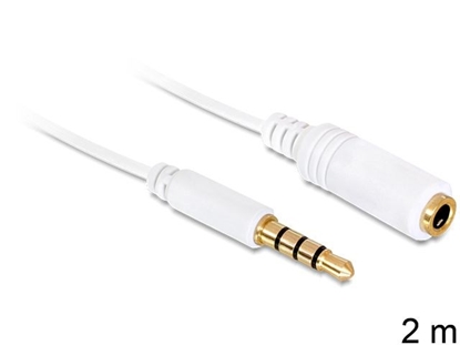 Attēls no Delock Extension Cable Audio Stereo Jack 3.5 mm male  female IPhone 4 pin 2 m