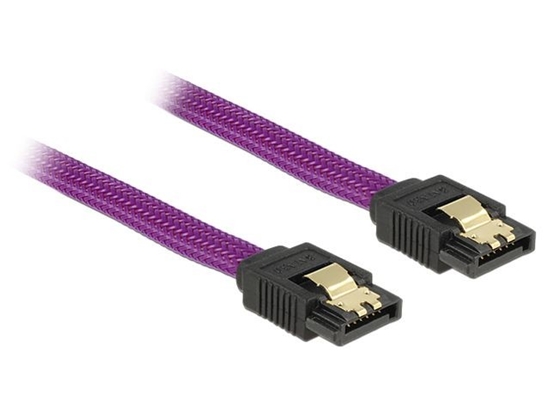 Picture of Delock SATA cable 6 Gbs 50 cm straight  straight metal purple Premium