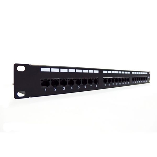 Picture of Panel krosowy (patch panel) 19'' 24x RJ45, LSA poziom, kat.6, nieekranowany, 1U, prowadnica kabli, pola opisowe, czarny
