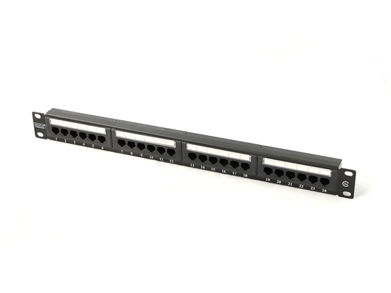 Picture of Patch panel 19" 24 porty, kat.5e, U/UTP, 1U, czarny (kompletny) 
