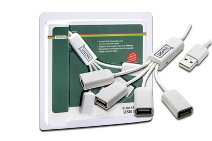 Attēls no DIGITUS Slim Spider USB-Hub 4-Ports, 4 x USB A/F    DA-70216