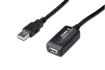 Изображение Kabel przedłużający USB 2.0 HighSpeed Typ USB A/USB A M/Ż aktywny, czarny 15m