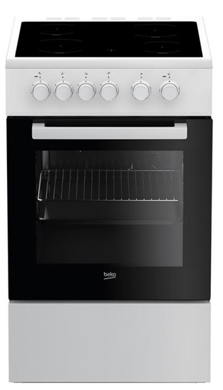 Picture of Beko FSS57000GW cooker Freestanding cooker Ceramic Black, White A