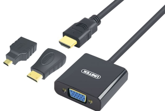 Picture of Adapter AV Unitek HDMI Micro - HDMI HDMI - D-Sub (VGA) + Jack 3.5mm HDMI Mini - HDMI czarny (Y-6355)