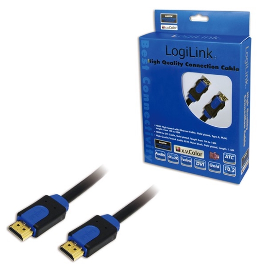 Picture of Logilink HDMI-Kabel Ethernet A -> A St/St 15.00m Gold