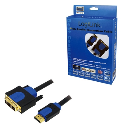 Изображение Logilink HDMI-DVI-Kabel Anschl. 18+1pin St/St  3.00m sw 1.4