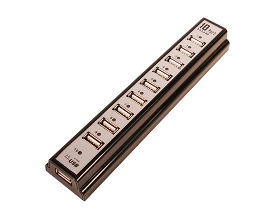Picture of Logilink USB-HUB 10-Port m. Netzteil schwarz Kunststoff