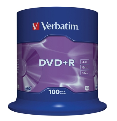 Изображение Verbatim DVD+R AZO Matt Silver 4.7 GB, 16 x, 100 Pack Spindle