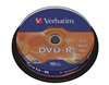 Picture of 1x10 Verbatim DVD-R 4,7GB 16x Speed, matt silver Cakebox