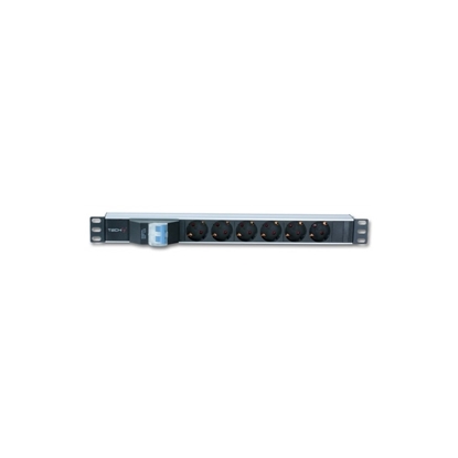 Изображение Listwa zasilająca Rack 19 cali 1U 250V/16A 6xSCHUKO, 3m