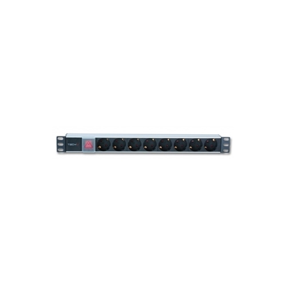 Изображение Listwa zasilająca Rack 19 cali 1U 250V/16A, 8xSCHUKO, 3m