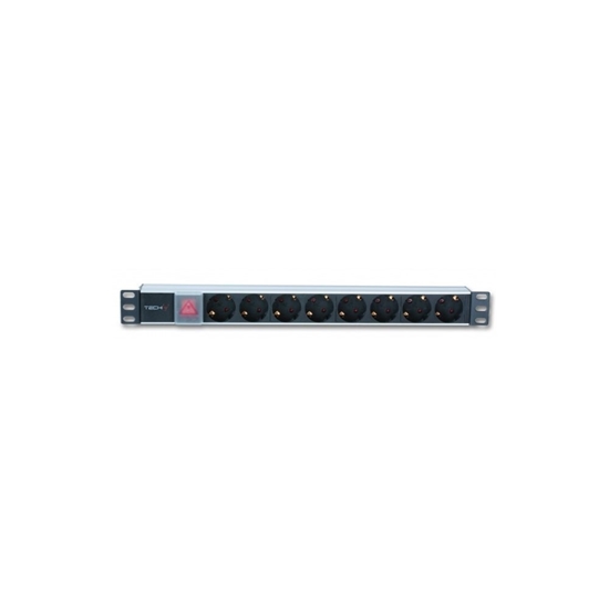 Изображение Listwa zasilająca Rack 19 cali 1U 250V/16A, 8xSCHUKO, 3m
