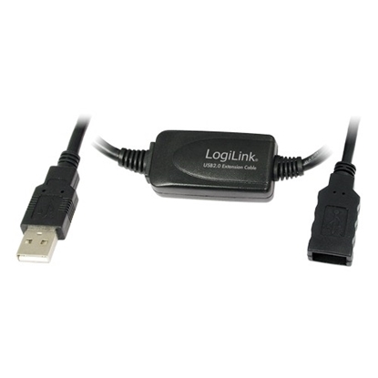Attēls no Kabel USB LogiLink USB-A - USB-A 15 m Czarny (UA0145)