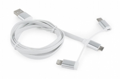 Picture of Gembird USB Male - MicroUSB/Type C/Lightning Male 1m White
