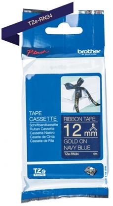 Picture of Brother TZE-RN34 label-making tape Gold on navy