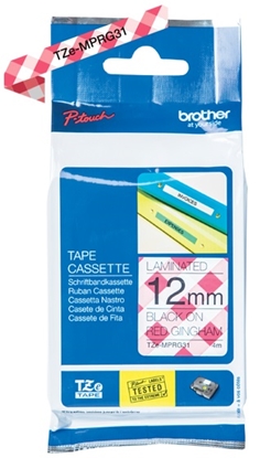 Picture of Brother TZE-MPRG31 label-making tape Black on red
