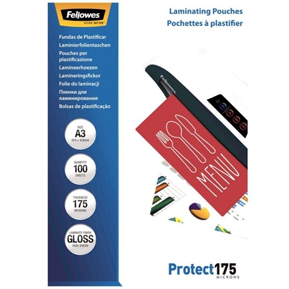 Attēls no Fellowes A4 Glossy 175 Micron Laminating Pouch - 100 pack