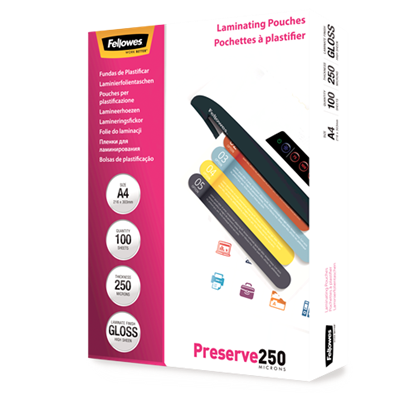 Attēls no Fellowes A4 Glossy 250 Micron Laminating Pouch - 100 pack