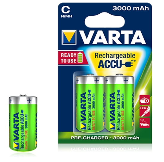 Picture of 1x2 Varta Rechargeable Accu C Ready2Use NiMH Baby 3000 mAh