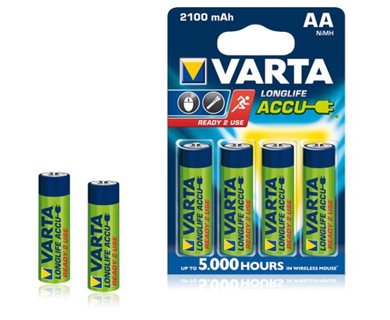 Picture of 1x4 Varta Rechargeable Accu AA Ready2Use NiMH 2100 mAh Mignon