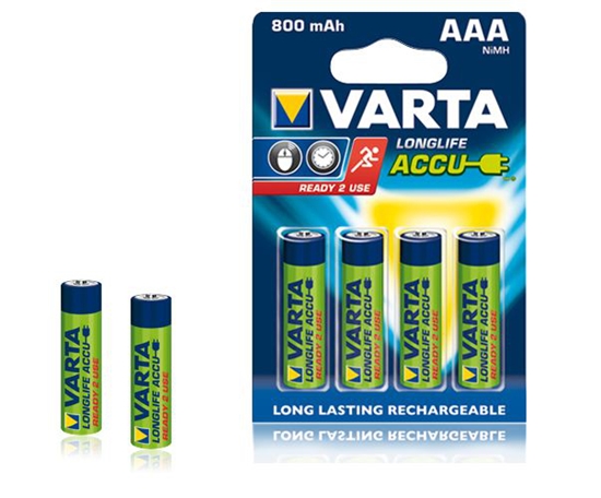 Picture of 1x4 Varta Rechargeable Accu AAA Ready2Use NiMH 800 mAH Micro