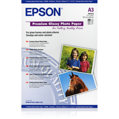 Picture of Epson Premium Glossy Photo Paper A3+, 20 Sheet, 255g   S041316