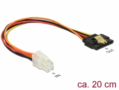 Attēls no Delock Cable P4 male > SATA 15 pin receptacle 20 cm