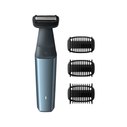 Attēls no Philips 3000 series showerproof body groomer BG3015/15 Skin friendly shaver 3 click-on combs, 3,5,7 mm 50mins cordless use/1h charge.