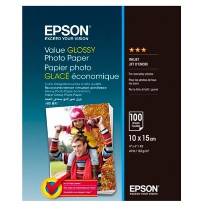 Attēls no Epson Value Glossy Photo Paper 10x15 cm, 100 Sheet, 183 g