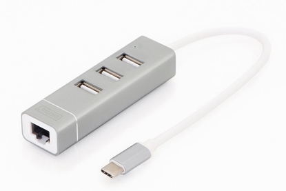 Attēls no Digitus USB Type-C? 3-Port Hub + Fast Ethernet LAN Adapter