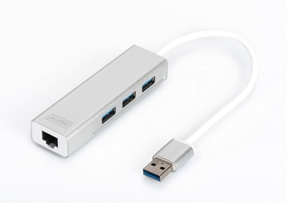 Attēls no DIGITUS USB 3.0 3-Port Hub & Gigabit LAN-Adapter