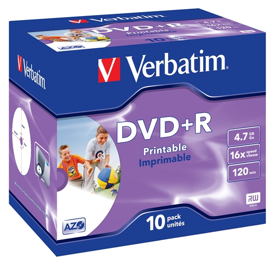 Picture of 1x10 Verbatim DVD+R 4,7GB Jewel 16x Speed, printable