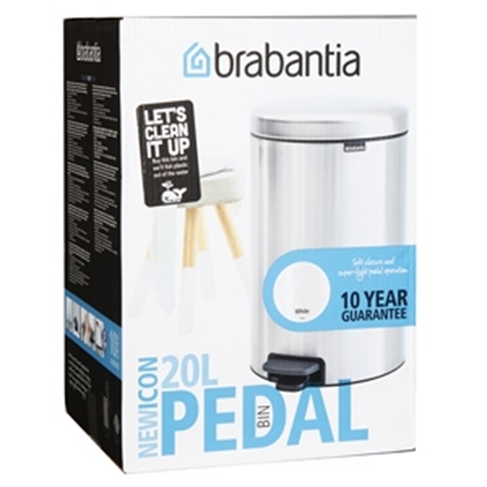 Picture of Atkritumu tvertne Brabantia ar pedāli 20l balta