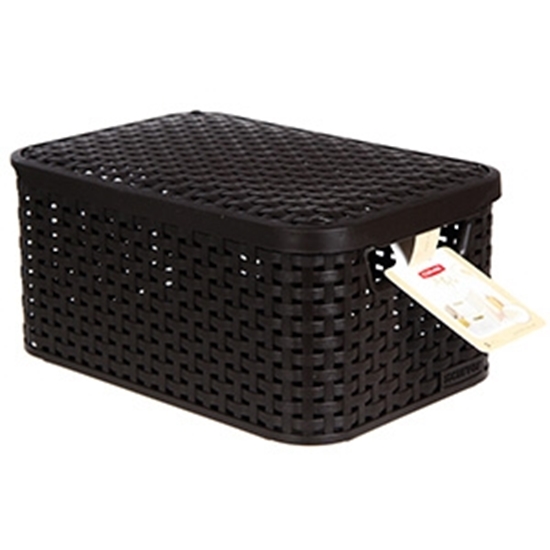 Picture of Kaste ar vāku Style Rattan S tumši brūna 29x20x14cm