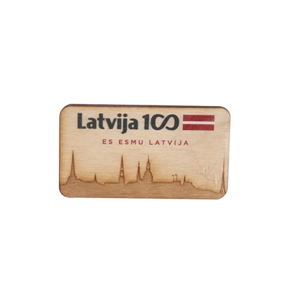 Attēls no Magnēts koka, Latvija 100 gravēts tiešā drukā 7x4cm