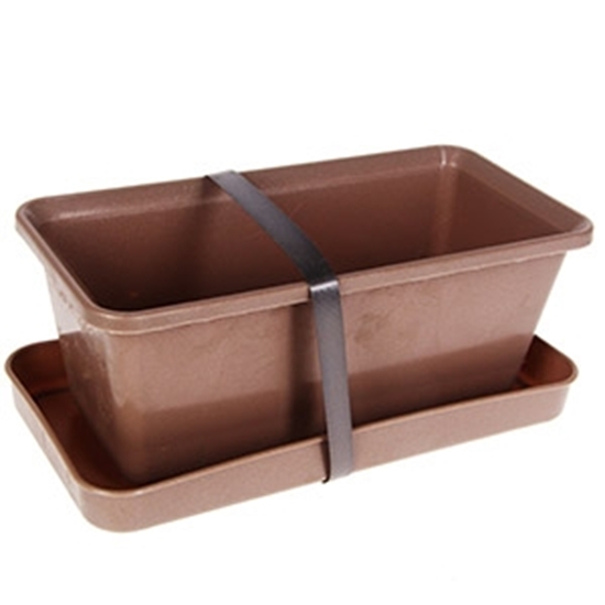 Picture of Puķu kaste ar paliktni 20cm pelēka