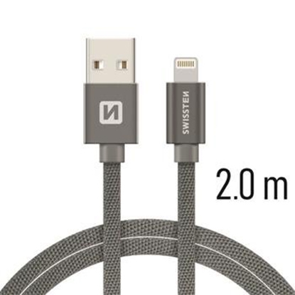 Attēls no Swissten Textile Fast Charge 3A Lightning Data and Charging Cable 2m