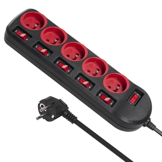 Изображение Listwa zasilająca MCE204 5 gniazd z włącznikami 