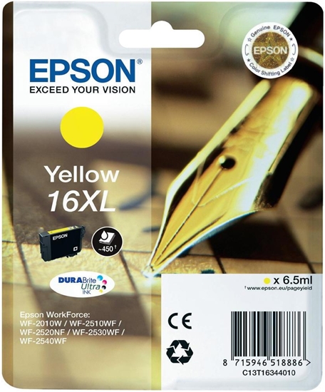 Picture of Epson Pen and crossword Singlepack Yellow 16XL DURABrite Ultra Ink