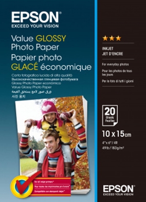 Picture of Epson Value Glossy Photo Paper - 10x15cm - 20 sheets