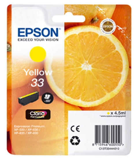 Picture of Epson Oranges C13T33444010 ink cartridge 1 pc(s) Original Yellow