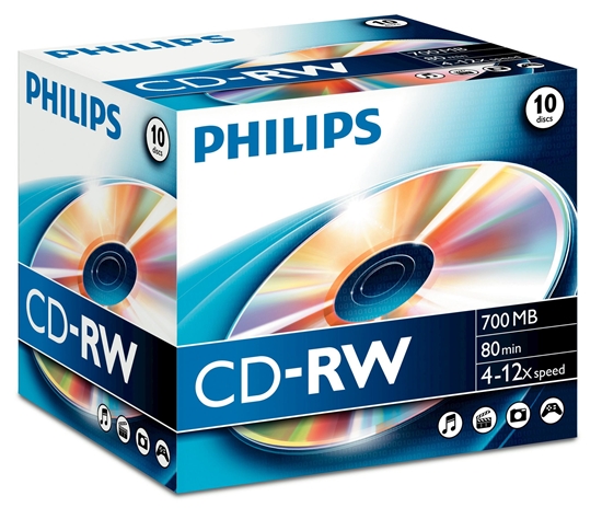 Picture of 1x10 Philips CD-RW 80Min 700MB 4-12x JC