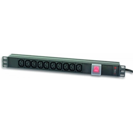 Picture of Listwa zasilająca Rack 19 cali do UPS 250V/10A, 10 gniazd, 2m   czarna 