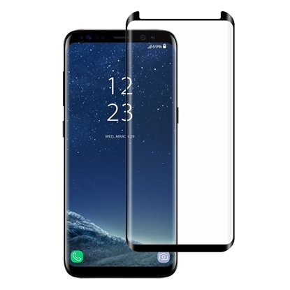 Picture of Tempered glass screen protector Samsung S8+ (3D, edge glue, black)