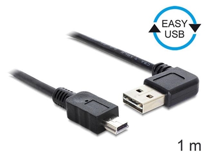 Attēls no Delock Cable EASY-USB 2.0-A male leftright angled  USB 2.0 mini male 1 m