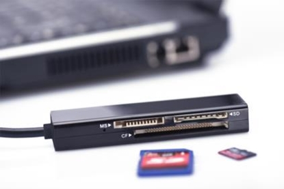 Attēls no Czytnik kart 4-portowy USB 2.0 HighSpeed (Compact Flash, SD, Micro SD/SDHC, Memory Stick), czarny