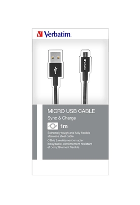 Picture of Verbatim Micro USB Cable Sync & Charge 100cm black