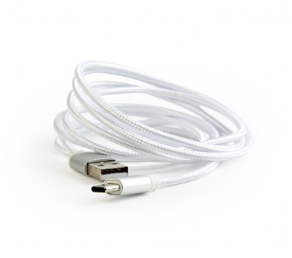 Pilt Gembird Cotton braided USB Male to Type-C Male 1.8m Silver